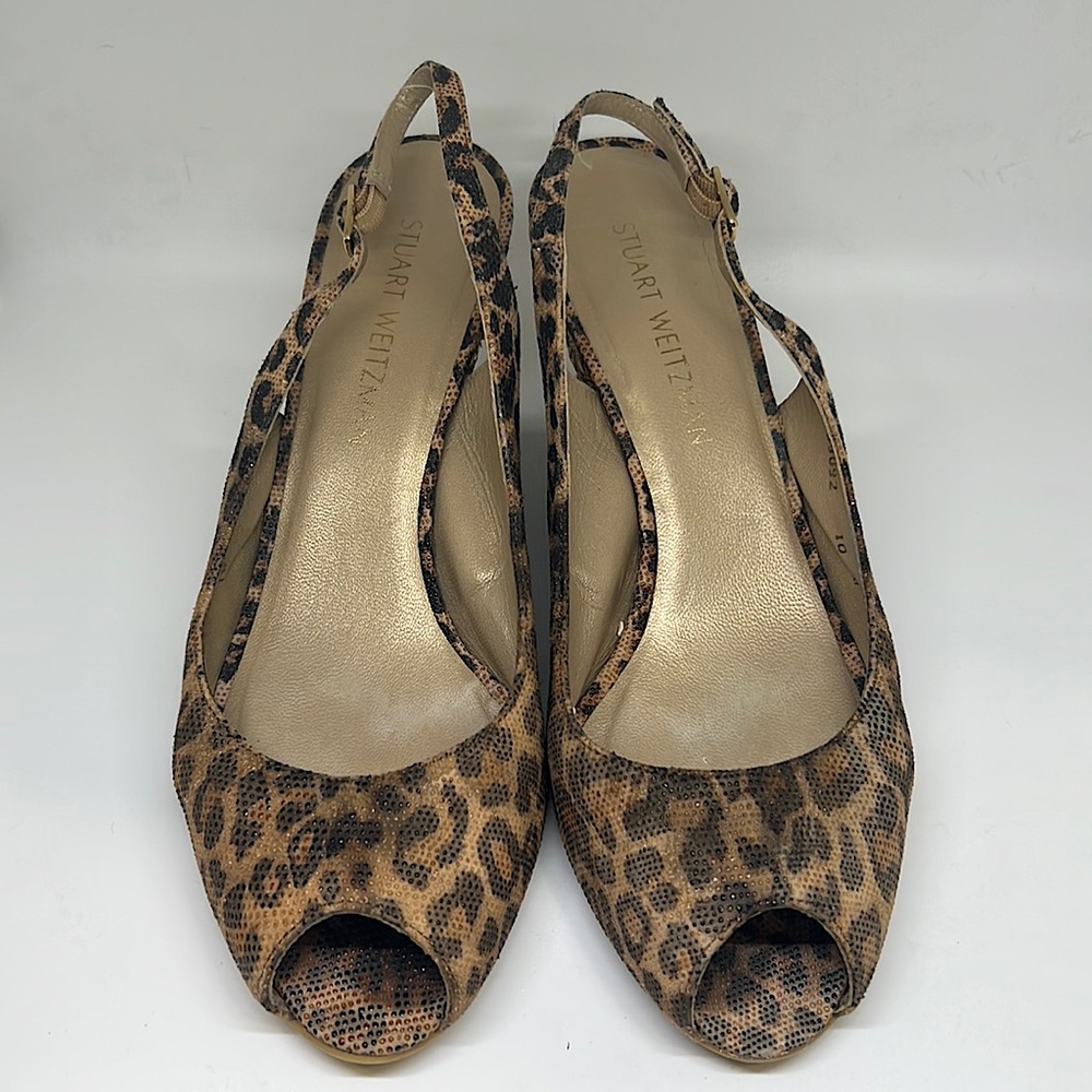 Stuart Weitzman Animal Print Espadrille Wedges sz 10 M